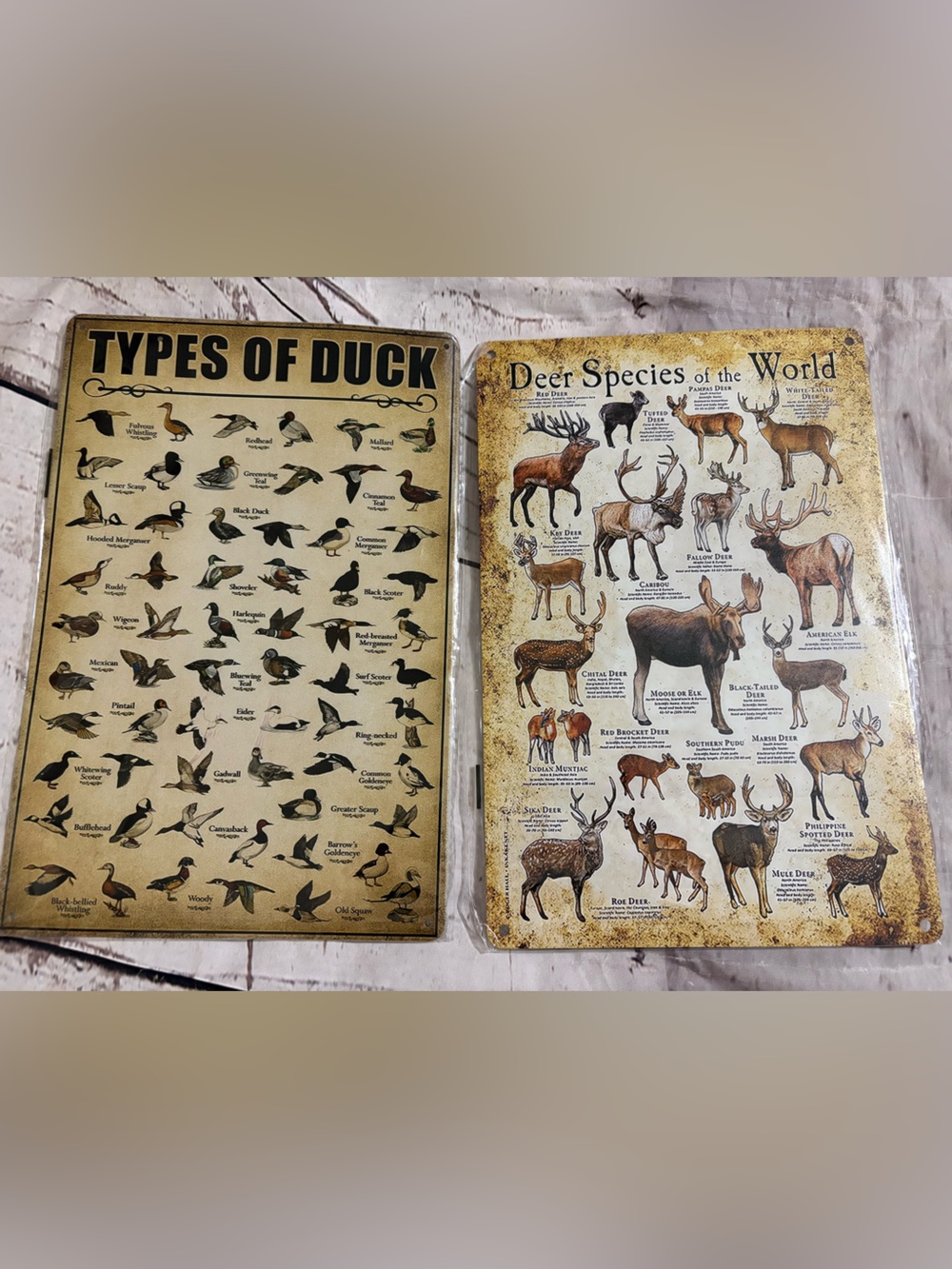 Nwt metal signs types of duck & deer